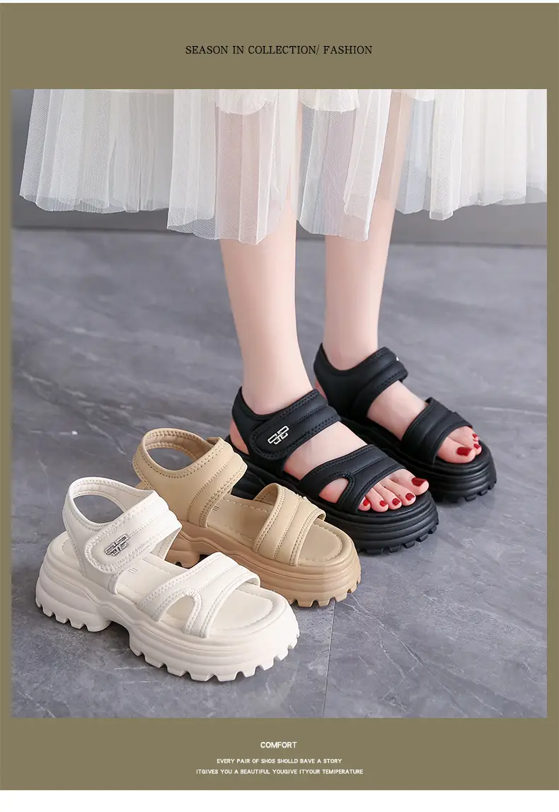 Net red muffin thick-soled sandals women's summer wholesale new casual Roman beach shoes increased all-match explosions for the little man — feature 12