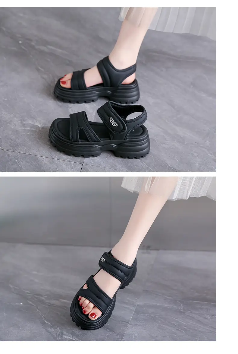 Net red muffin thick-soled sandals women's summer wholesale new casual Roman beach shoes increased all-match explosions for the little man — feature 14