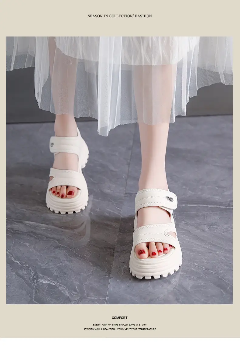 Net red muffin thick-soled sandals women's summer wholesale new casual Roman beach shoes increased all-match explosions for the little man — feature 17