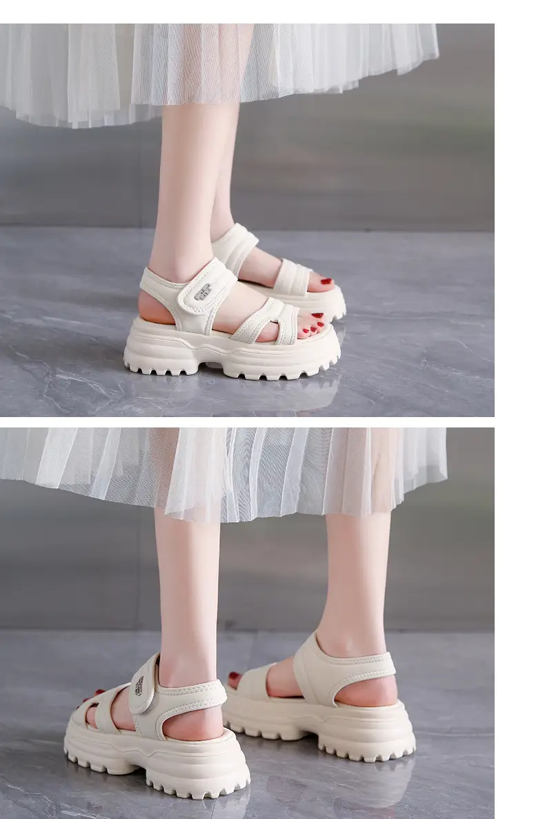 Net red muffin thick-soled sandals women's summer wholesale new casual Roman beach shoes increased all-match explosions for the little man — feature 18
