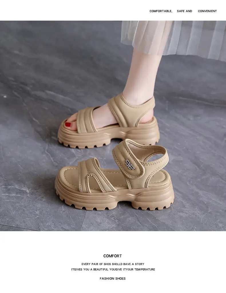 Net red muffin thick-soled sandals women's summer wholesale new casual Roman beach shoes increased all-match explosions for the little man — feature 19