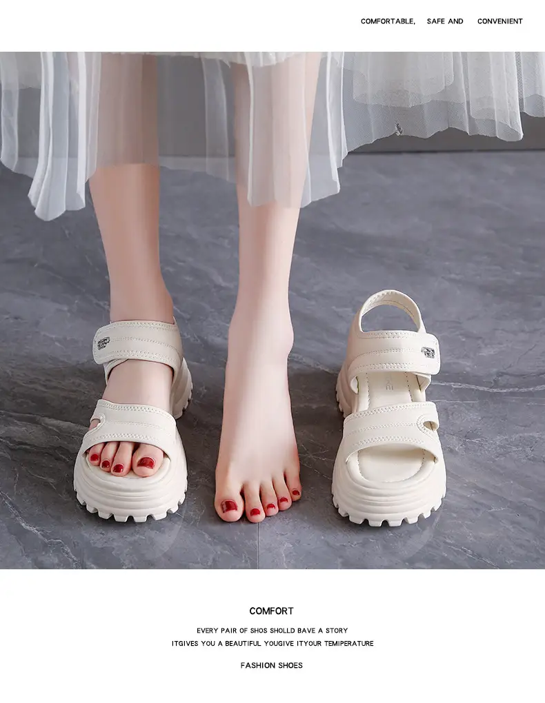 Net red muffin thick-soled sandals women's summer wholesale new casual Roman beach shoes increased all-match explosions for the little man — feature 21