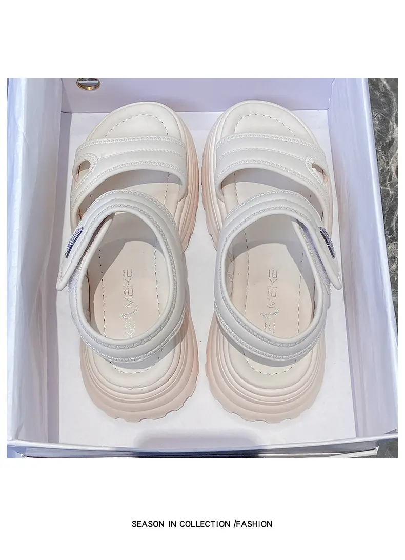 Net red muffin thick-soled sandals women's summer wholesale new casual Roman beach shoes increased all-match explosions for the little man — feature 24