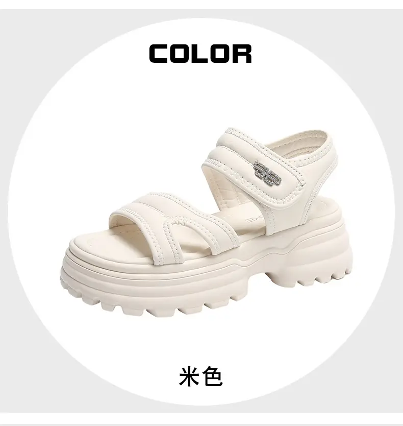 Net red muffin thick-soled sandals women's summer wholesale new casual Roman beach shoes increased all-match explosions for the little man — feature 4