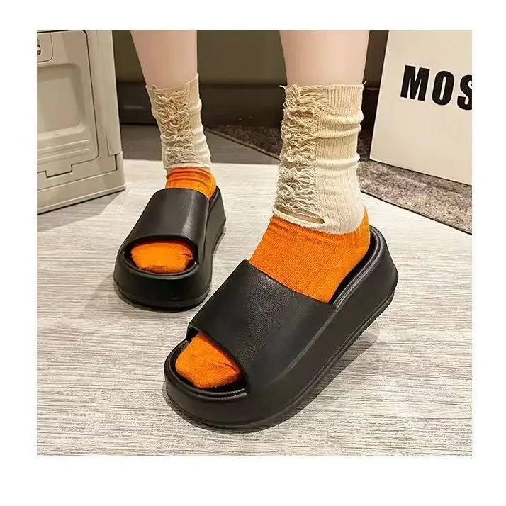 Thick-soled EVA flip-flops women's solid color outwear slippers women's summer sandals women's flip-flops breathable ins - Image 4
