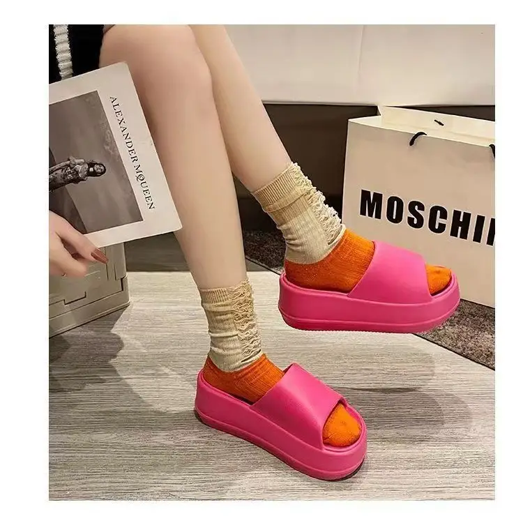 Thick-soled EVA flip-flops women's solid color outwear slippers women's summer sandals women's flip-flops breathable ins - Image 5