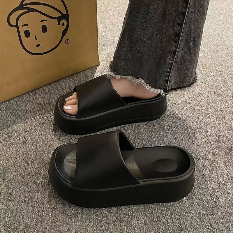 Thick-soled EVA flip-flops women's solid color outwear slippers women's summer sandals women's flip-flops breathable ins — feature 23