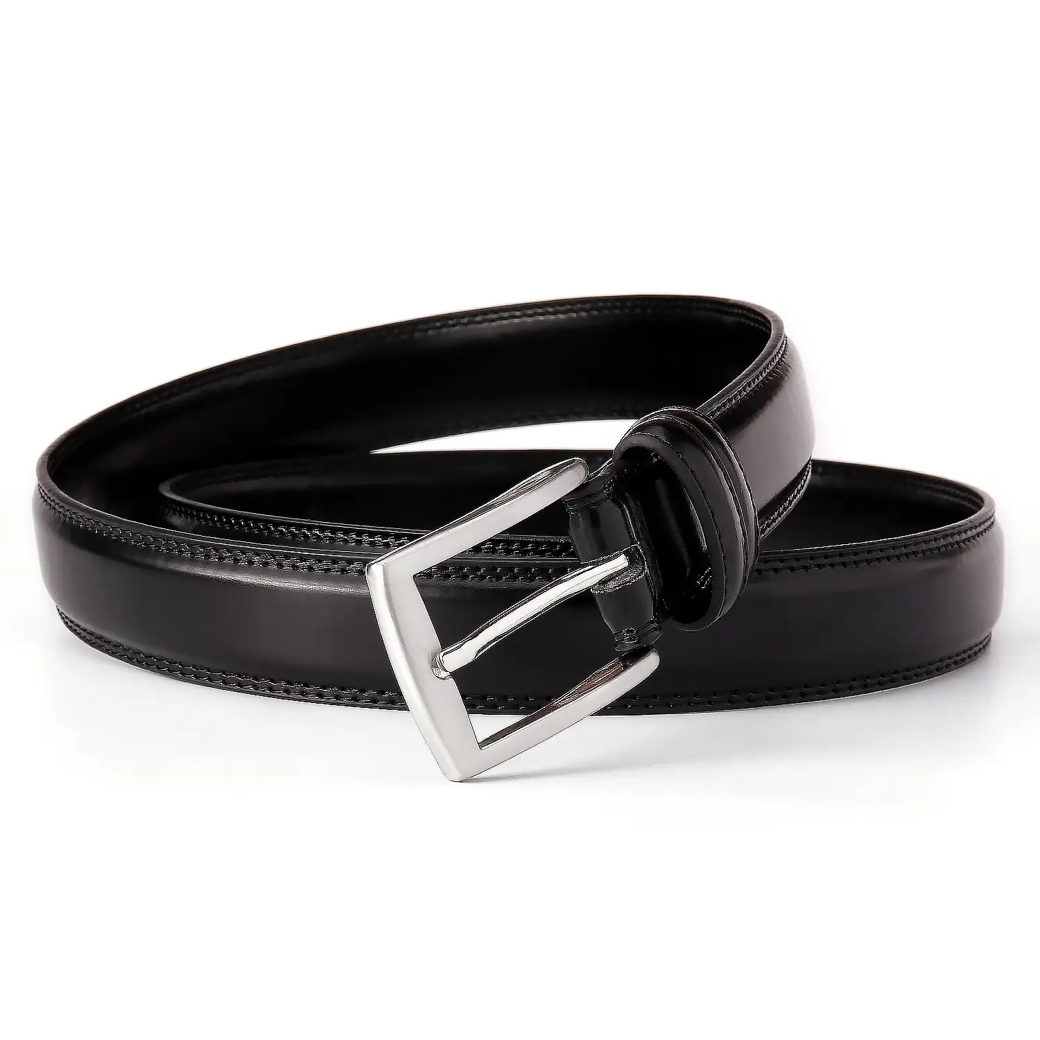 Men's Brown Leather Belt with Silver Buckle - Image 10