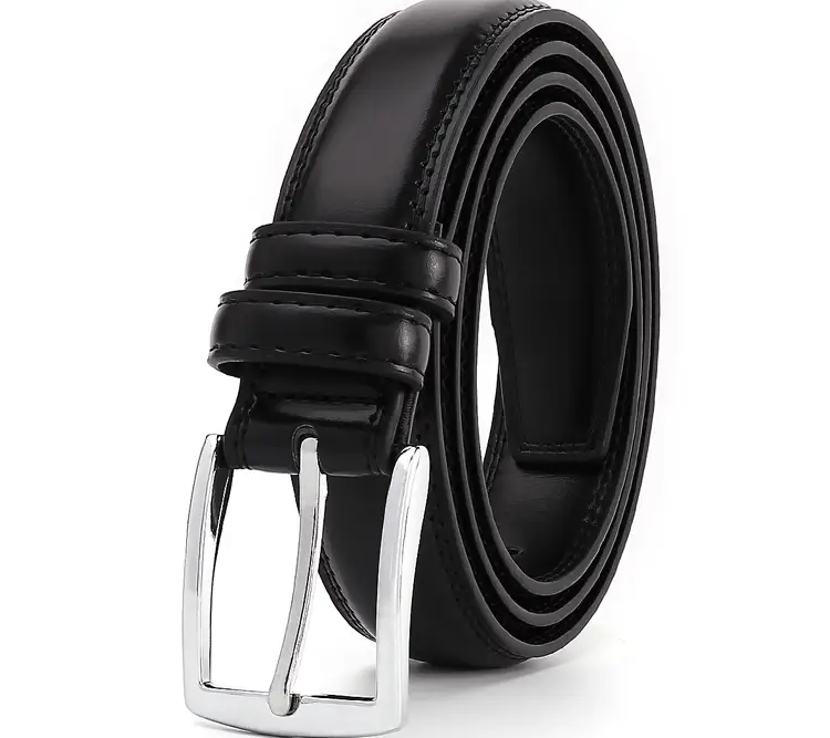 Men's Brown Leather Belt with Silver Buckle — feature 10