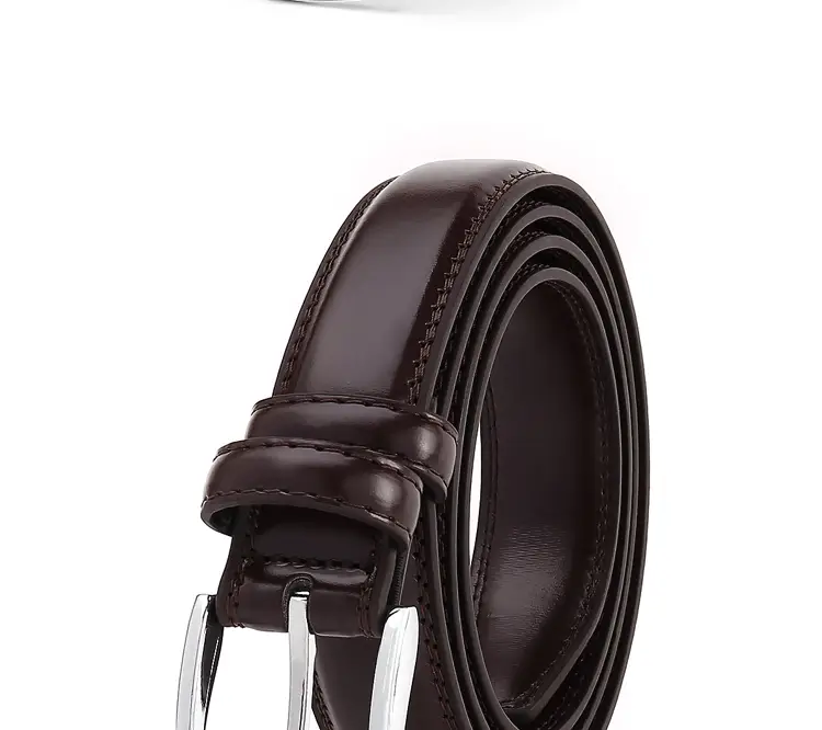 Men's Brown Leather Belt with Silver Buckle — feature 11