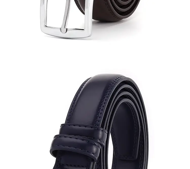 Men's Brown Leather Belt with Silver Buckle — feature 12