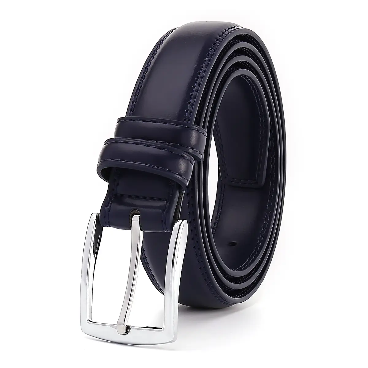 Men's Brown Leather Belt with Silver Buckle - Image 4
