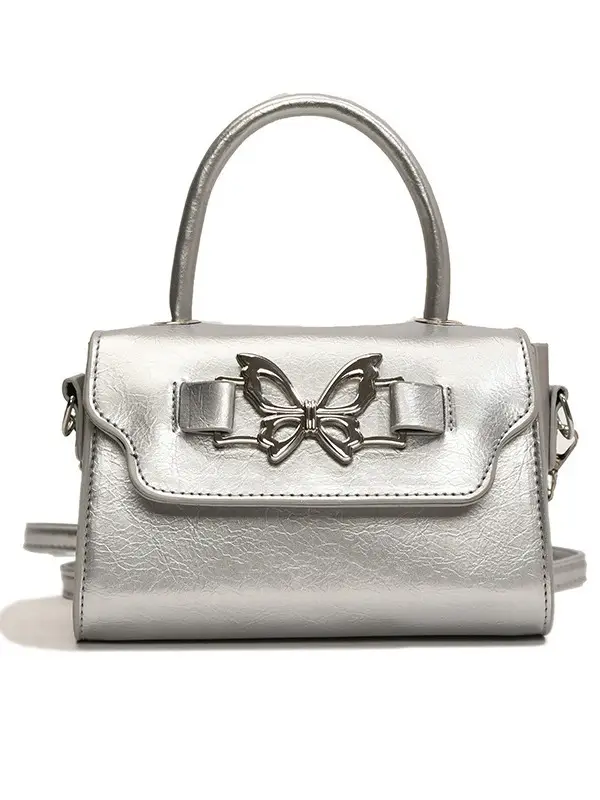 Silver Butterfly Bow Shoulder Crossbody Bag - Image 9