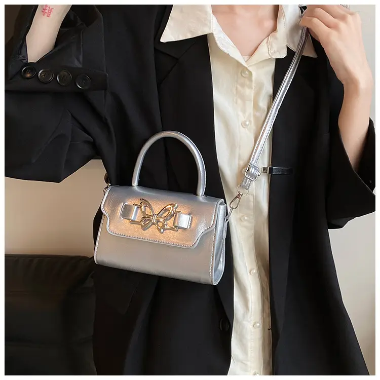 Silver Butterfly Bow Shoulder Crossbody Bag — feature 13