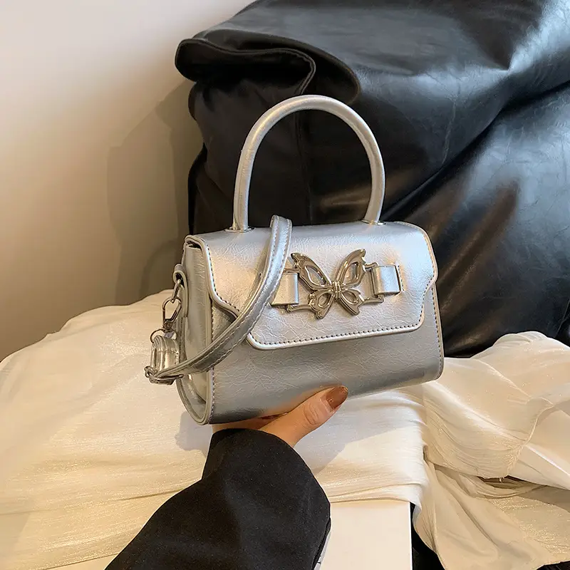 Silver Butterfly Bow Shoulder Crossbody Bag - Image 3