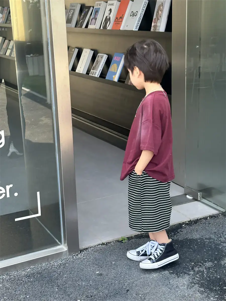 Boys Maroon Korean Style T-Shirt Shorts 2025 — feature 22