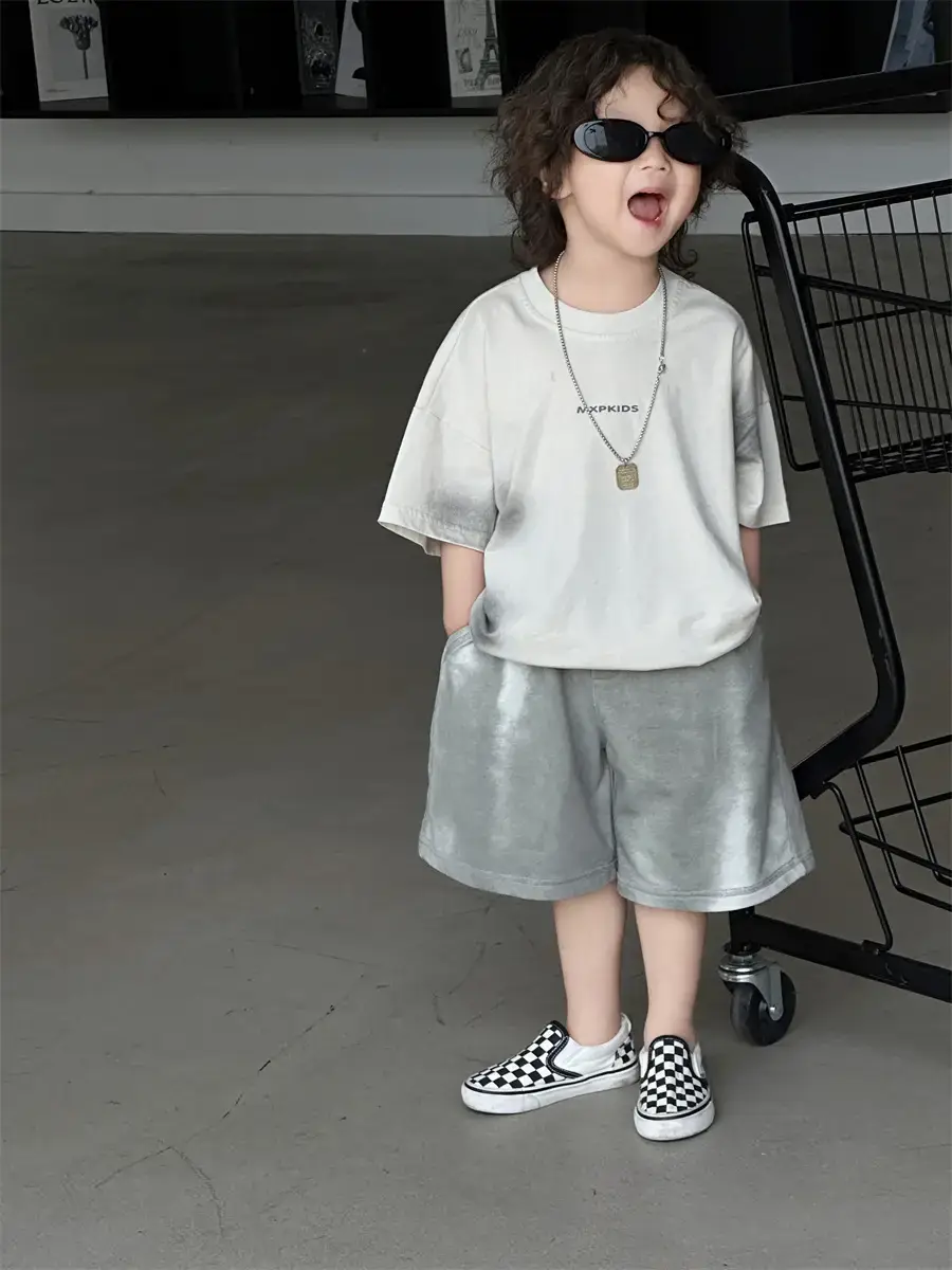 Boys Maroon Korean Style T-Shirt Shorts 2025 — feature 4