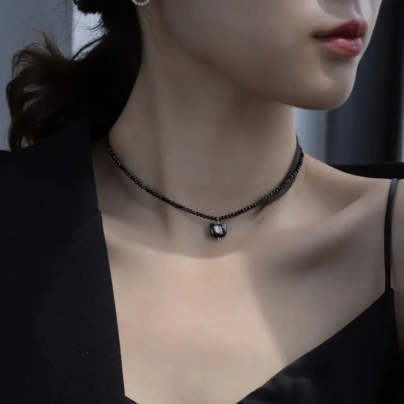 Cute Black Cat Plated Necklace for Women - Image 2