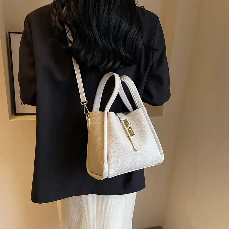 Women's Brown Leather Handbag with Long Strap
