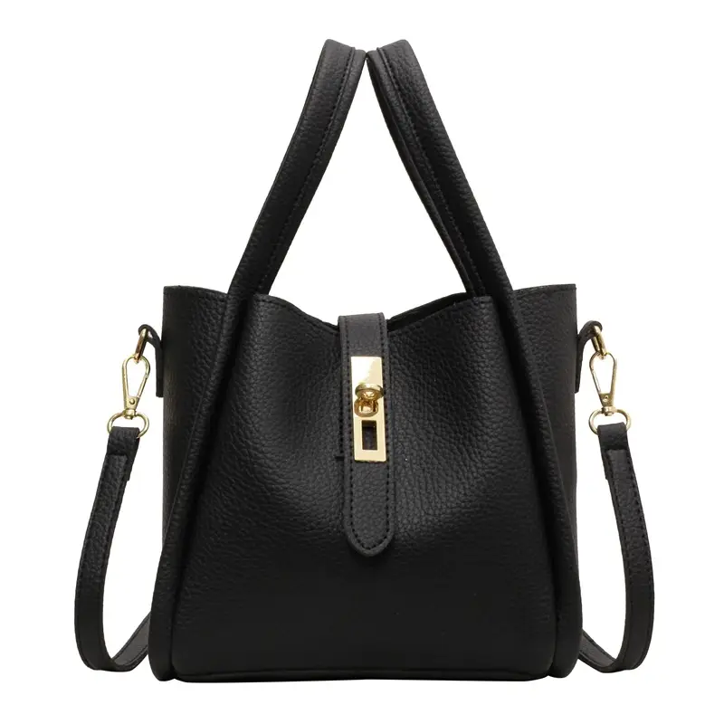 Women's Brown Leather Handbag with Long Strap