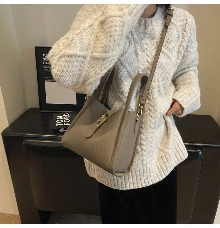 Women's Brown Leather Handbag with Long Strap — feature 14