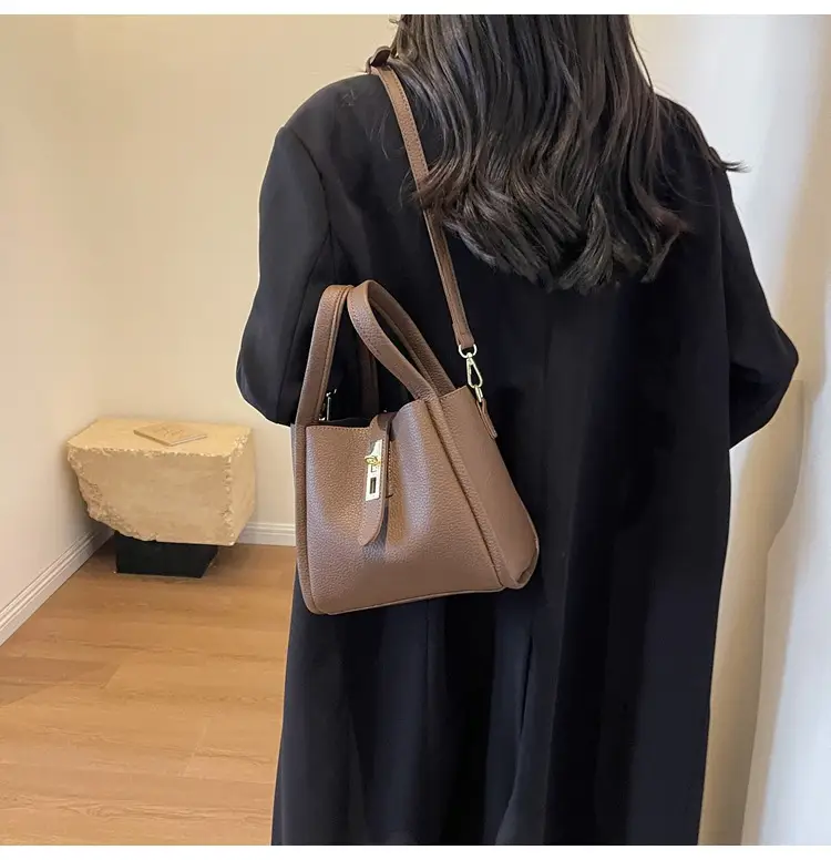 Women's Brown Leather Handbag with Long Strap — feature 8