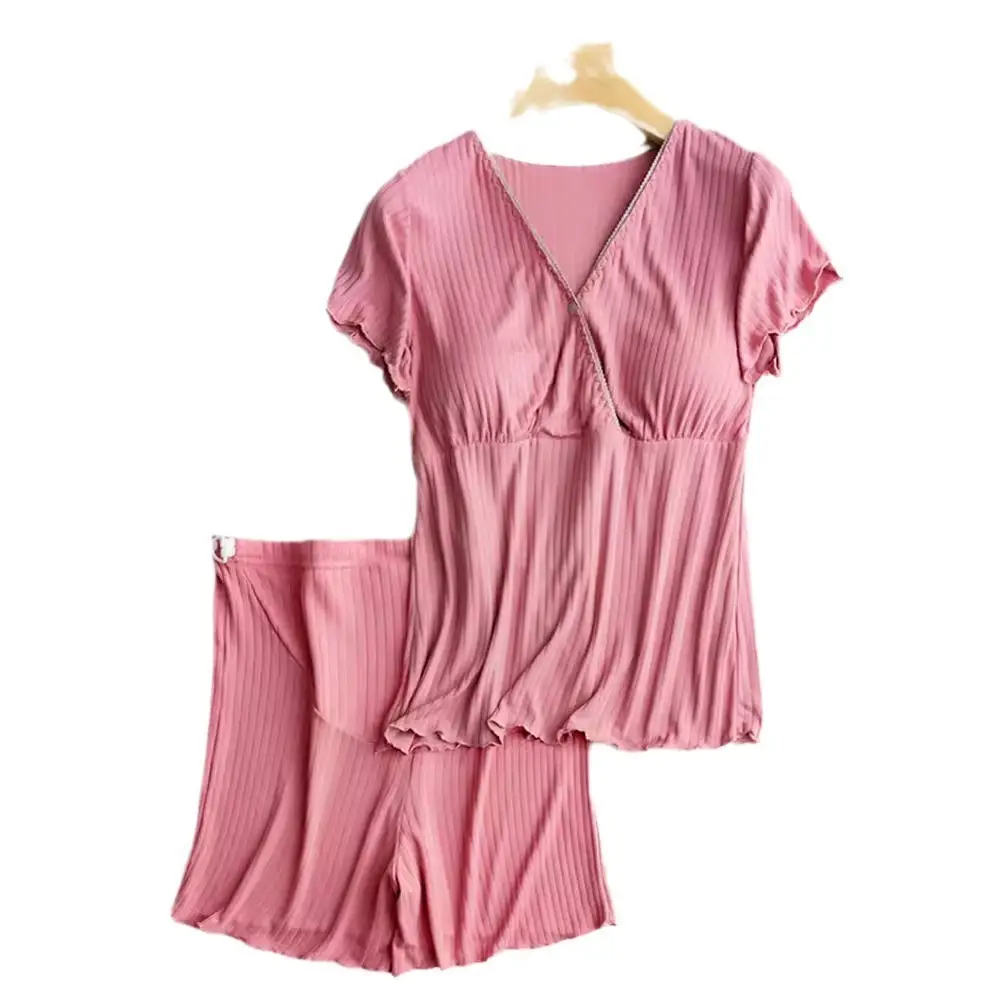 Luna Breastfeeding Short-sleeved Shorts suit Pregnant Women Pajamas Summer Thin Postpartum Home Clothes Two-piece Breastfeeding Clothes