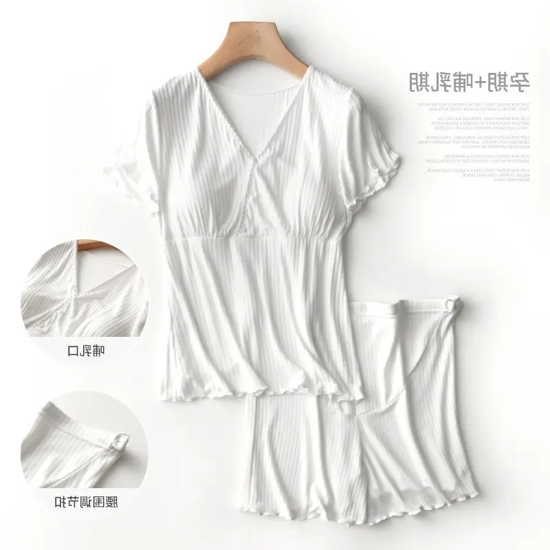 Luna Breastfeeding Short-sleeved Shorts suit Pregnant Women Pajamas Summer Thin Postpartum Home Clothes Two-piece Breastfeeding Clothes