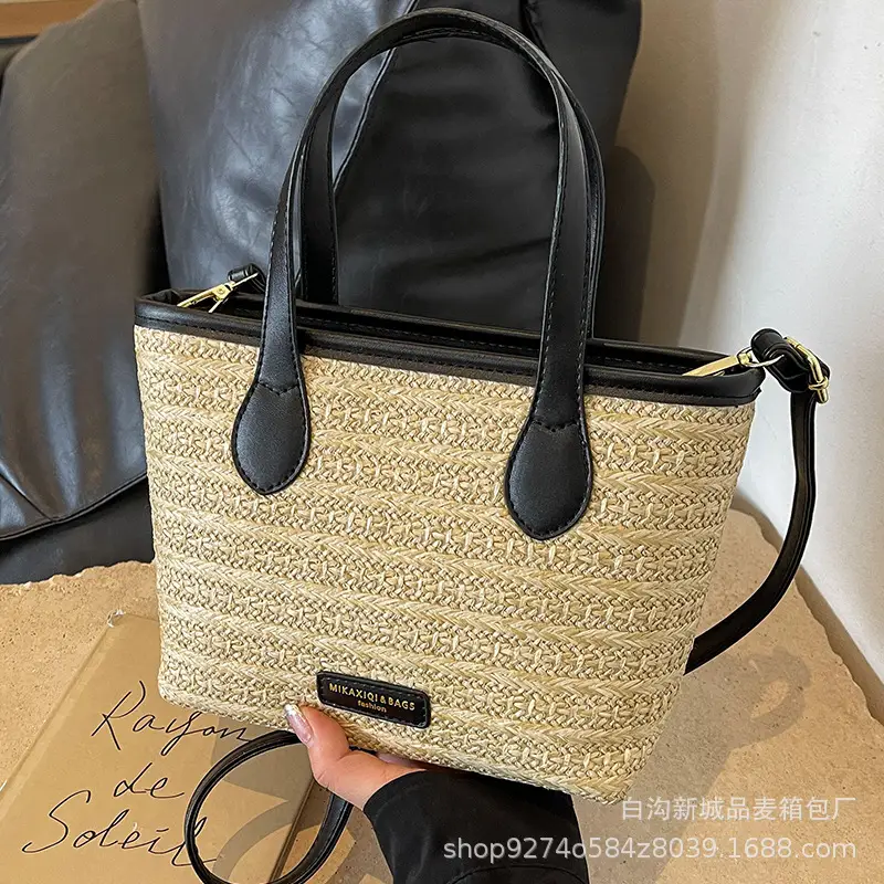 Summer Beach Woven Handbag Bucket Bag 2026 New Casual Vacation Crossbody Bag Fashionable Hot-Selling Shoulder Bag