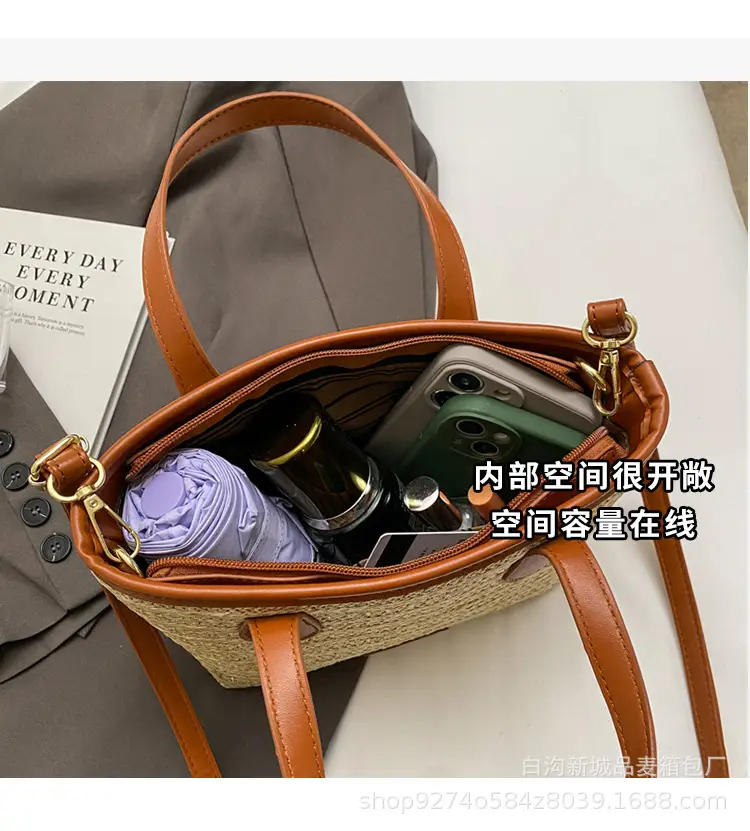 Summer Beach Woven Handbag Bucket Bag 2026 New Casual Vacation Crossbody Bag Fashionable Hot-Selling Shoulder Bag — feature 7