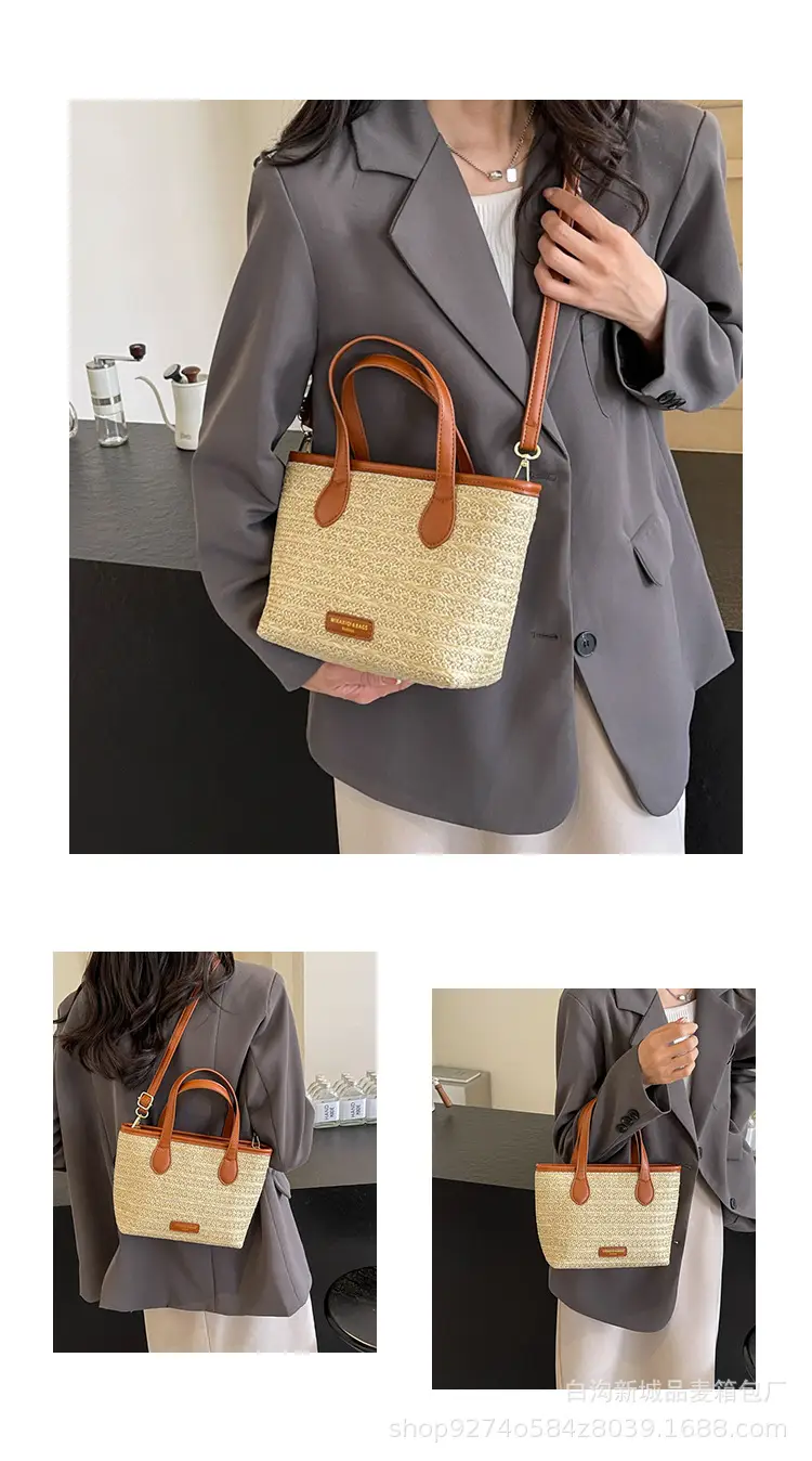 Summer Beach Woven Handbag Bucket Bag 2026 New Casual Vacation Crossbody Bag Fashionable Hot-Selling Shoulder Bag — feature 9