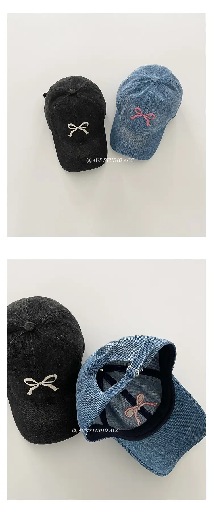 Bow Embroidered Duck Cap for Women Blue & Black — feature 2