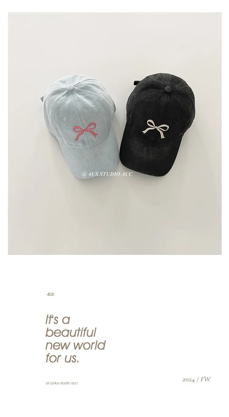 Bow Embroidered Duck Cap for Women Blue & Black — feature 3