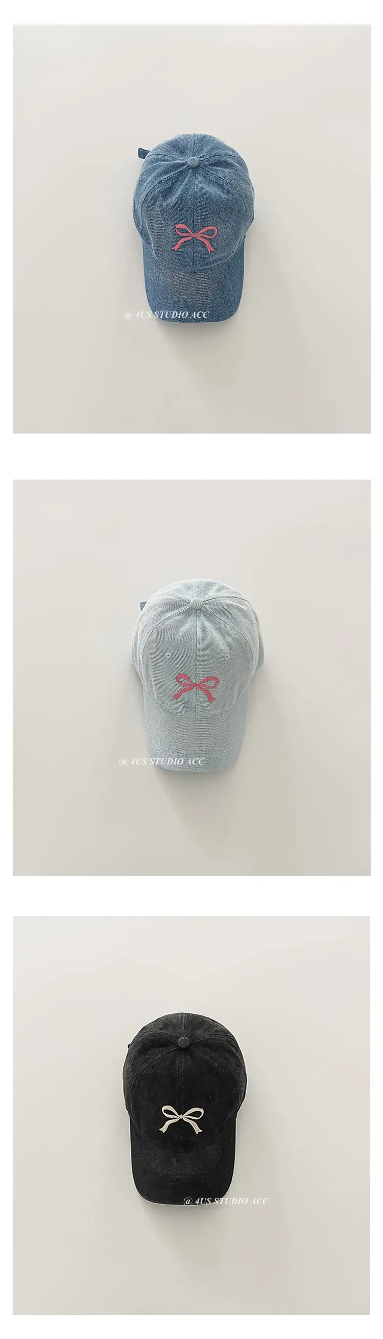 Bow Embroidered Duck Cap for Women Blue & Black — feature 4