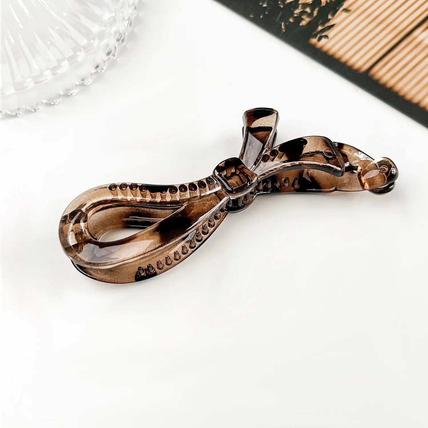 Silver Bow Banana Clip for High Ponytail Hair Accessories - Image 2