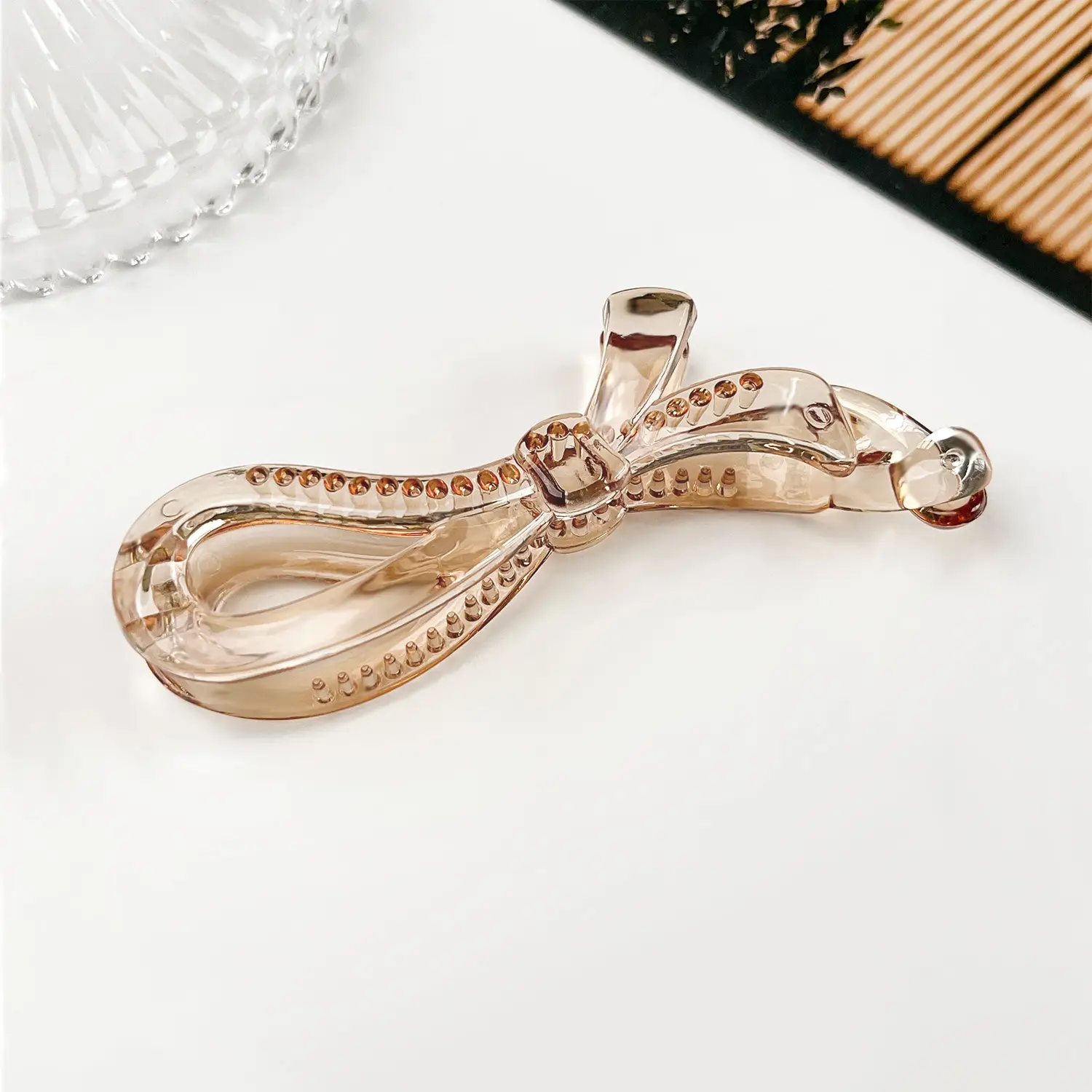 Silver Bow Banana Clip for High Ponytail Hair Accessories - Image 5