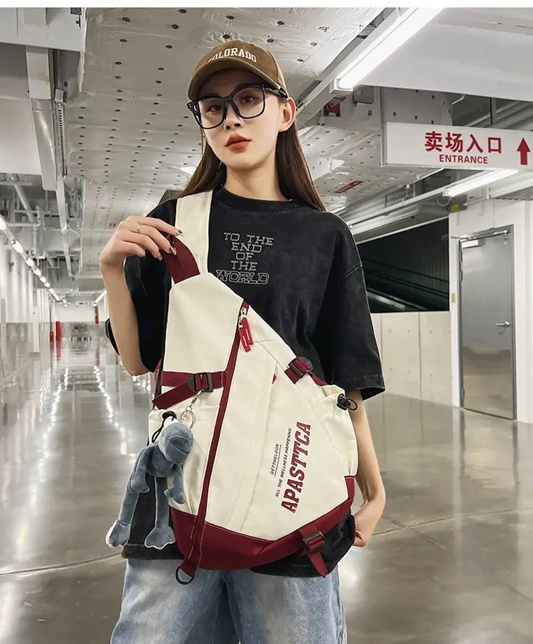 Women's Large Capacity Crossbody Bag White Red 2026 — feature 3