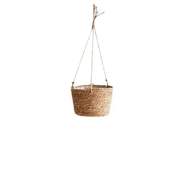 Hanging Baskets, Straw Woven Flower Pots, Creative Hanging Baskets, Rattan Woven Flower Baskets, Hanging Green Plants, Wall-Mounted Woven Flower Pots, Green Plants
