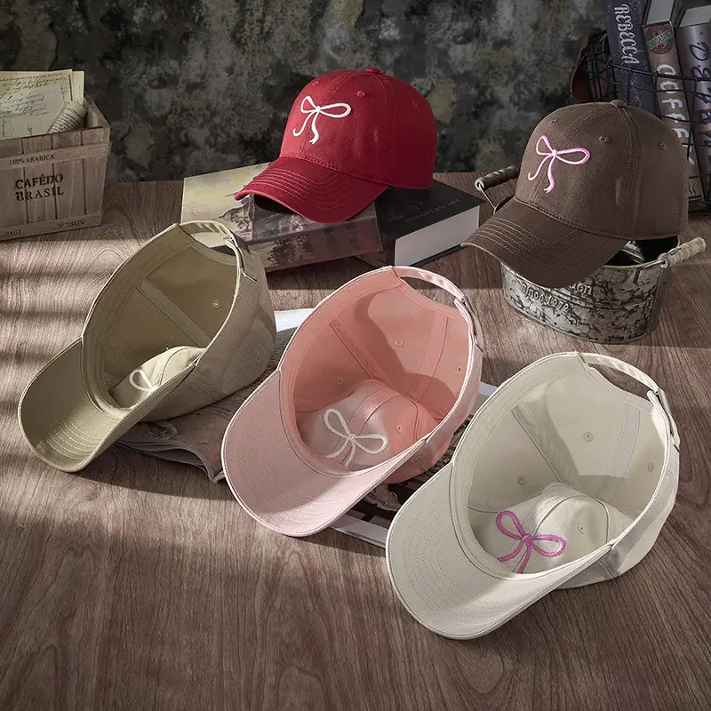 Pink Bow Embroidered Baseball Cap for Women