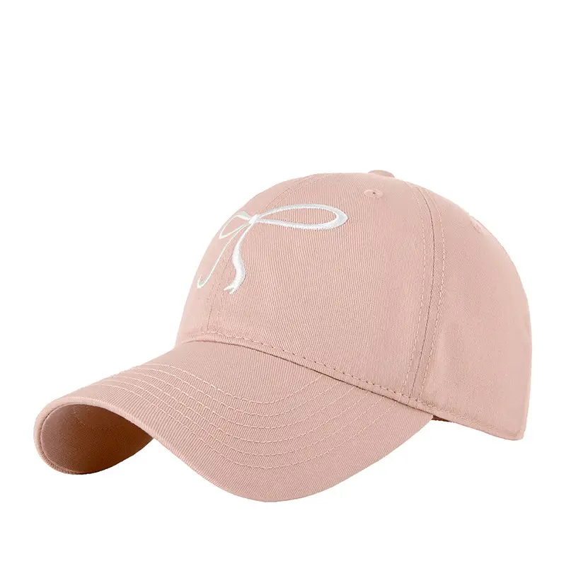 Pink Bow Embroidered Baseball Cap for Women