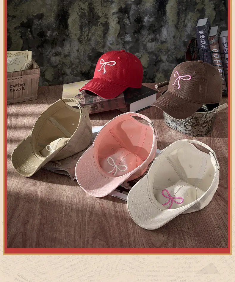 Pink Bow Embroidered Baseball Cap for Women — feature 10