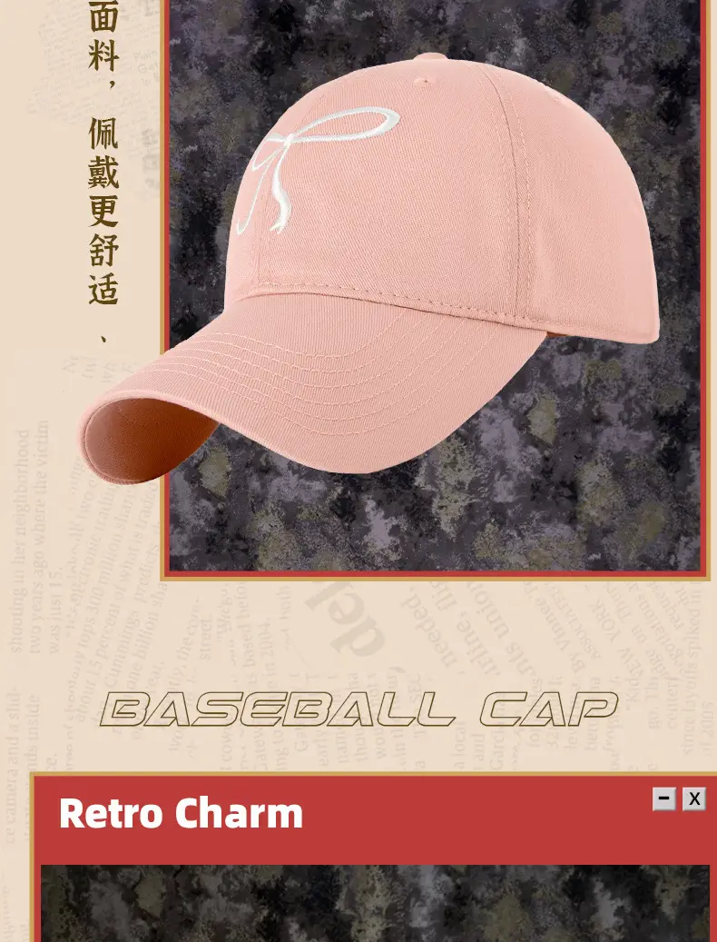 Pink Bow Embroidered Baseball Cap for Women — feature 13