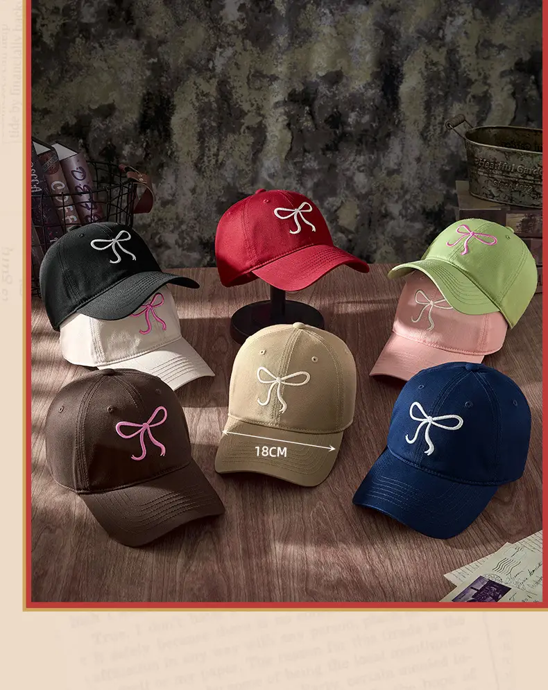 Pink Bow Embroidered Baseball Cap for Women — feature 14