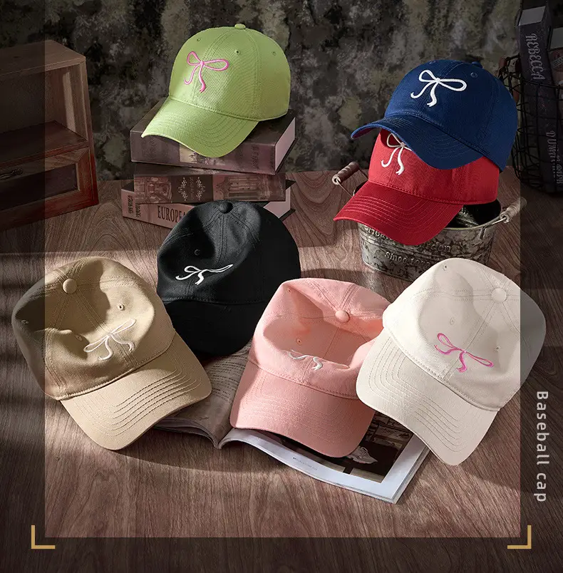 Pink Bow Embroidered Baseball Cap for Women — feature 7