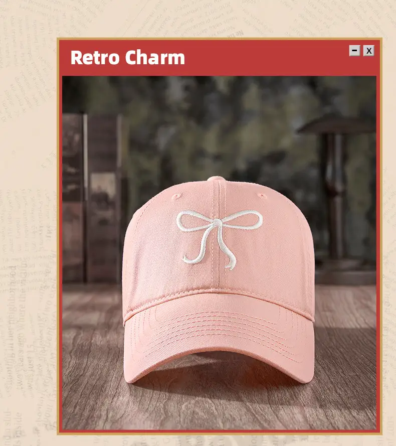 Pink Bow Embroidered Baseball Cap for Women — feature 8