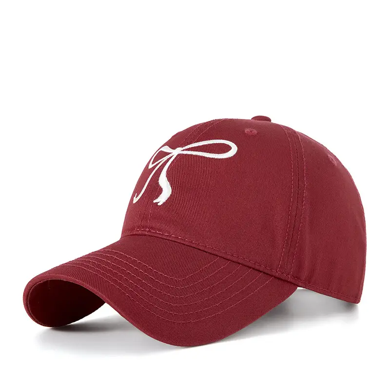 Pink Bow Embroidered Baseball Cap for Women