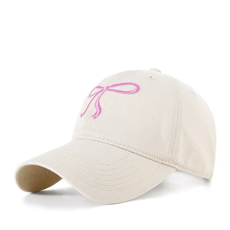 Pink Bow Embroidered Baseball Cap for Women