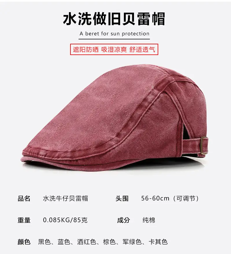 Men's Washed Denim Retro Antique Cap Forward — feature 3
