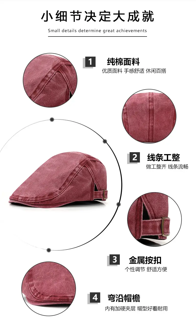 Men's Washed Denim Retro Antique Cap Forward — feature 5