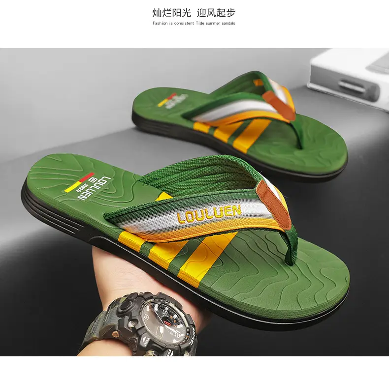 Factory direct 2024 summer new slippers men wear non-slip beach flip-flops flip-flops household slippers — feature 12